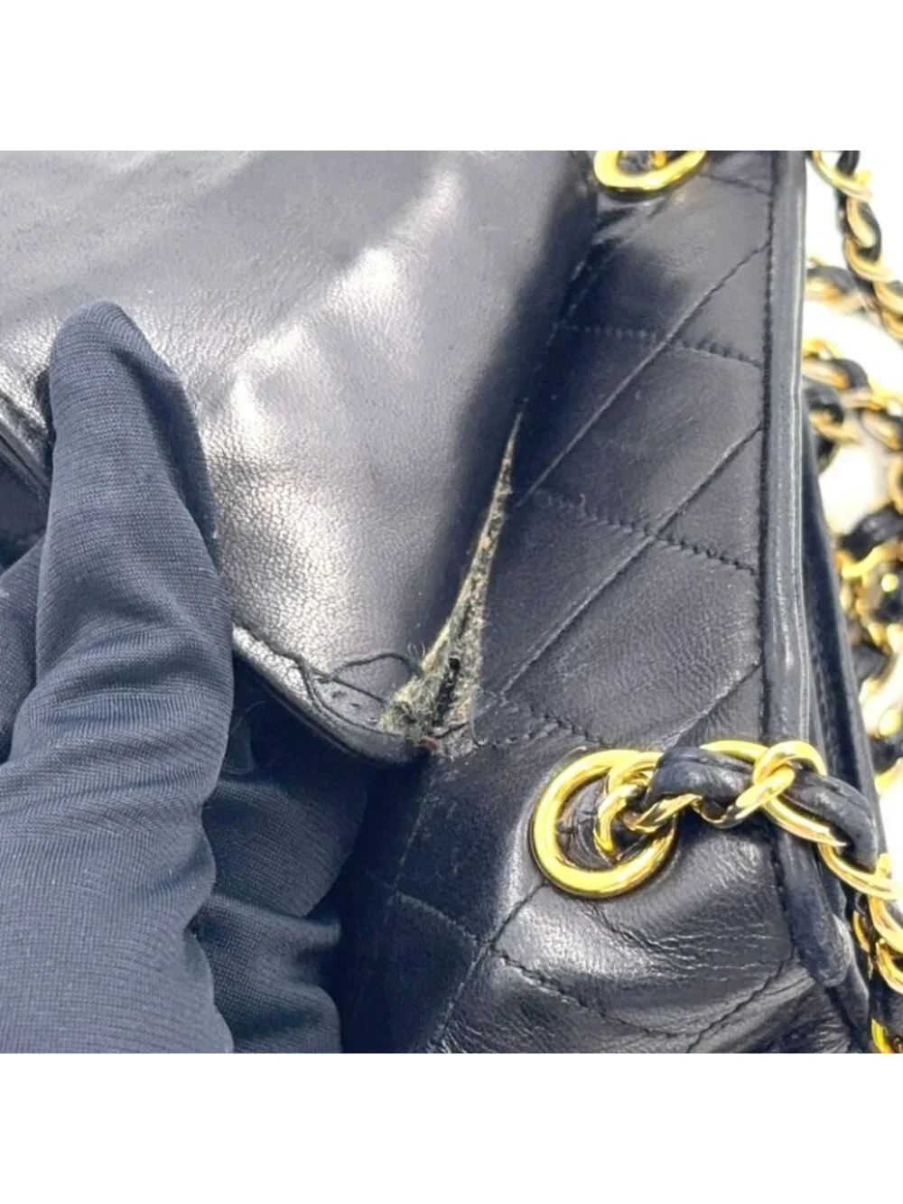Chanel Quilted Tassel Lambskin Black Chain Shoulder Bag Gold